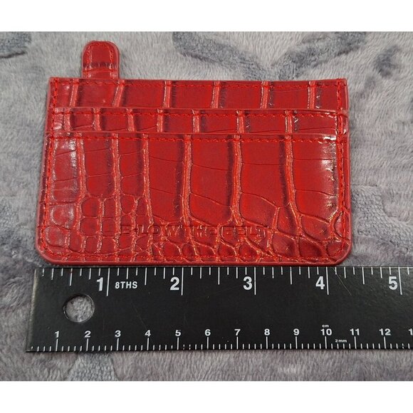 EUC B-Low The Belt Red Faux Croc Embossed Card Holder Wallet With Zipper - Picture 3 of 4